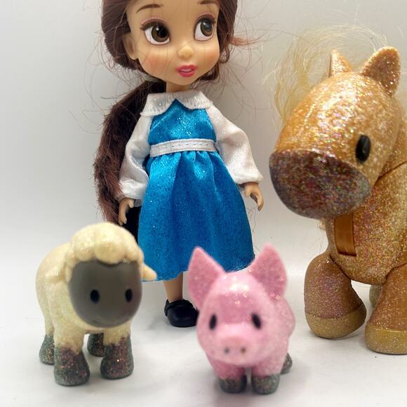 Disney Animators' Collection Mini Doll Play Set Belle And Animal Friends Glitter - Picture 2 of 9